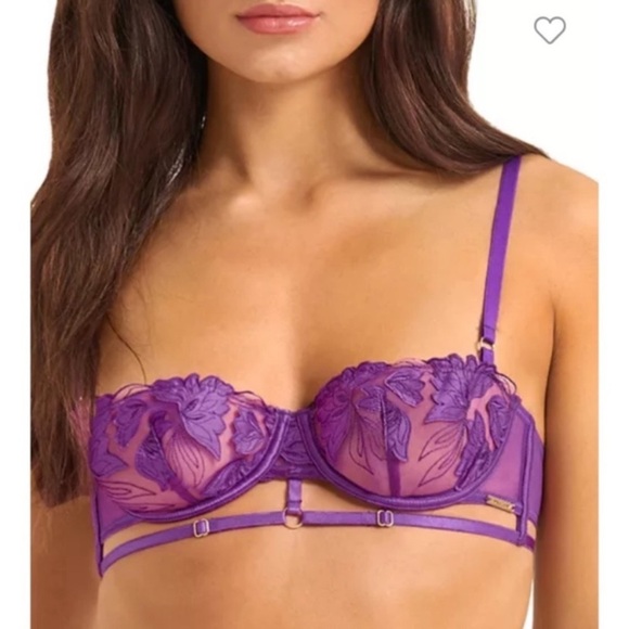 New! Bluebella Isla Floral Mesh Bra purple outright pride nwt 10831 - Picture 2 of 10